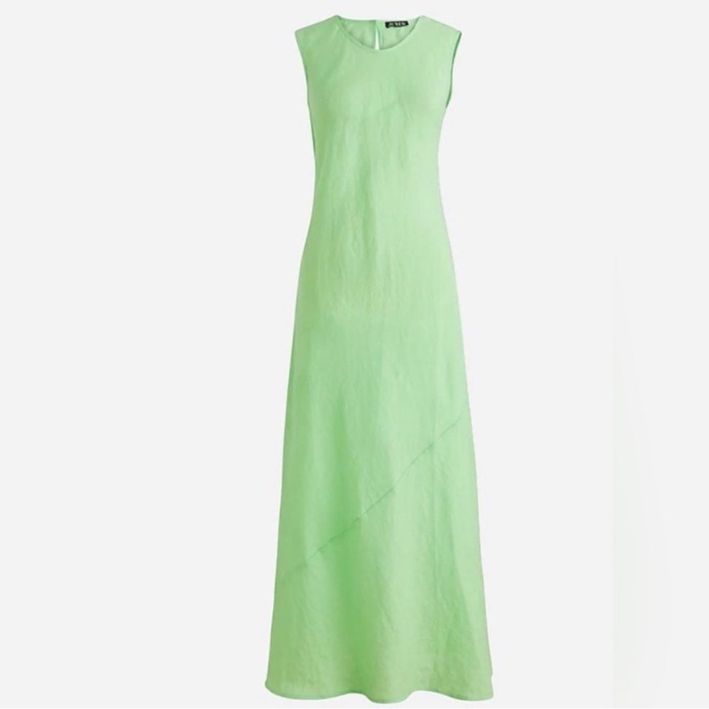 JCrew ❤️100% Linen❤️ Frosty Green Carolyn‎ Midi Dress